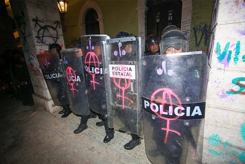 International Women's Day protests in Merida, Mexico