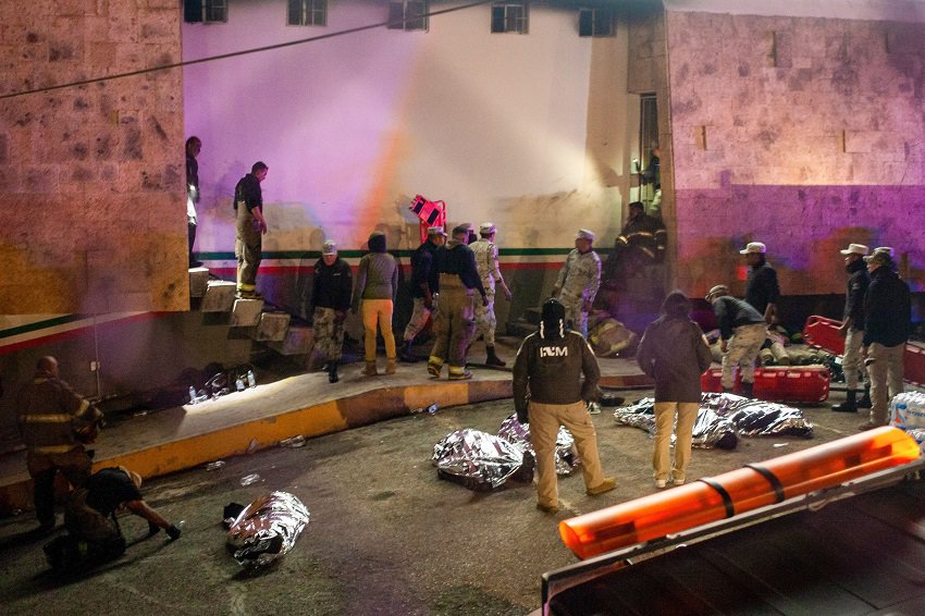 Aftermath of fire at INM detention facility in Ciudad Juárez.