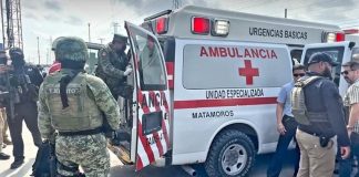 Ambulance at border on Tuesday