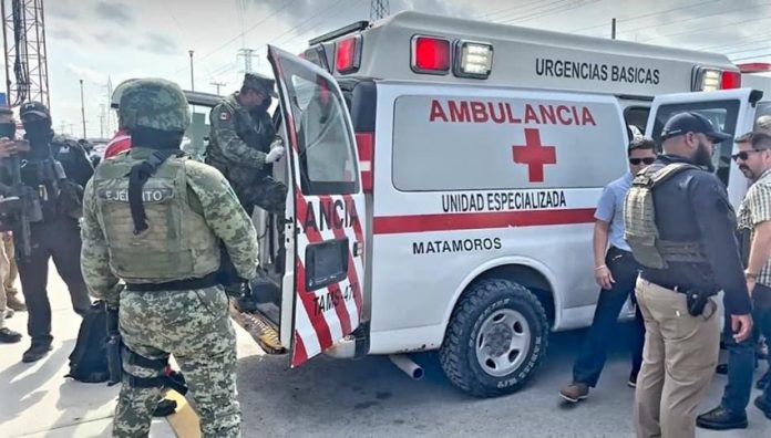 Ambulance at border on Tuesday