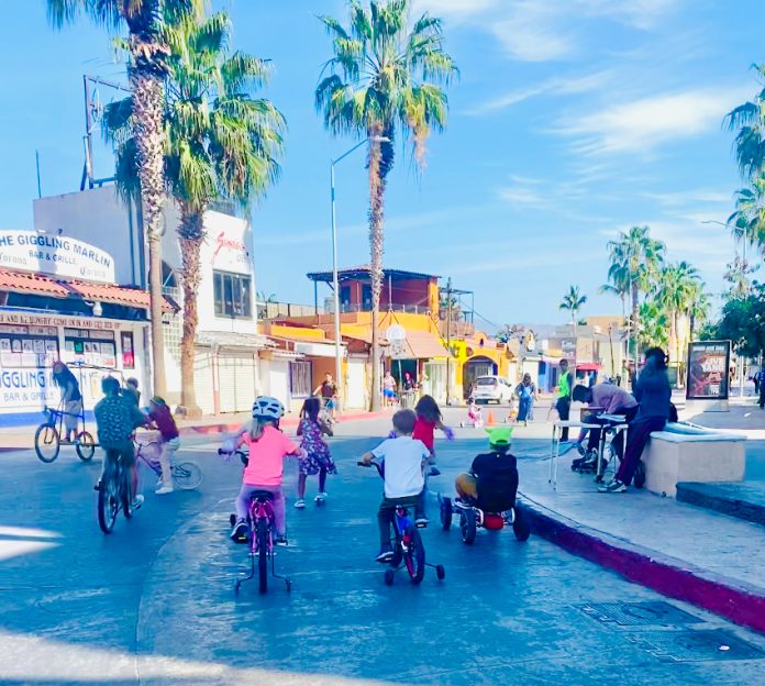 Kids cycling in Cabo San Lucas