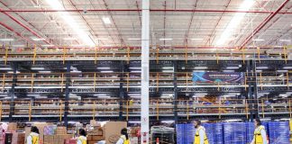 Mercado Libre warehouse workers on the job.