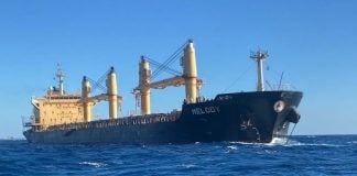 The tanker "Melody" off the coast of Quintana Roo.