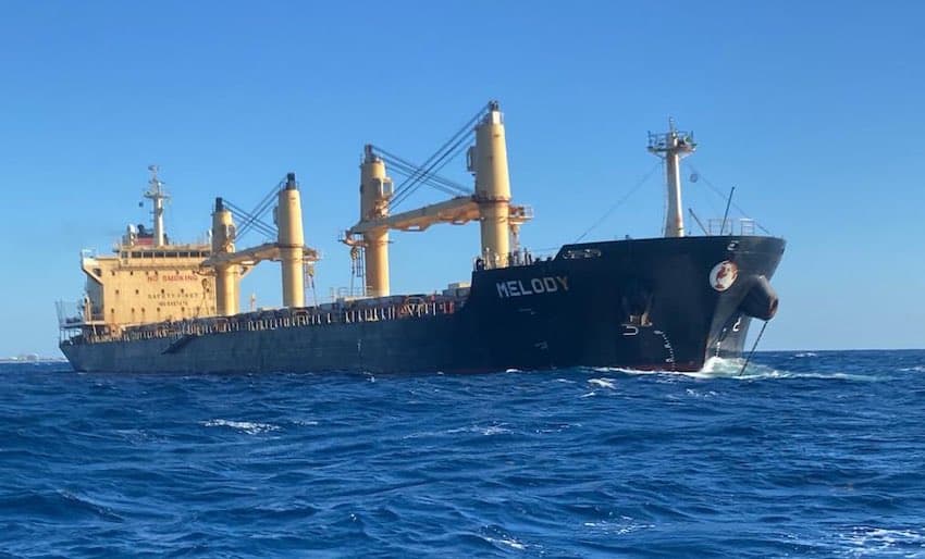 The tanker "Melody" off the coast of Quintana Roo.