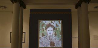A portrait of Kahlo on display in Guadalajara