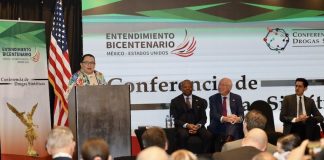 Mexico's Security Minister Rosa Icela Rodriguez at US-Mexico conference on synthetic drugs