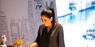 Artist Karla de Lara at work