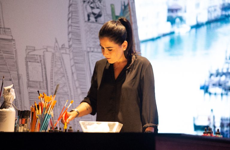 Artist Karla de Lara at work