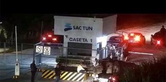 Mexican military arrival at Sac Tun facilities in Punta Venado, Mexico