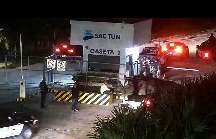 Mexican military arrival at Sac Tun facilities in Punta Venado, Mexico