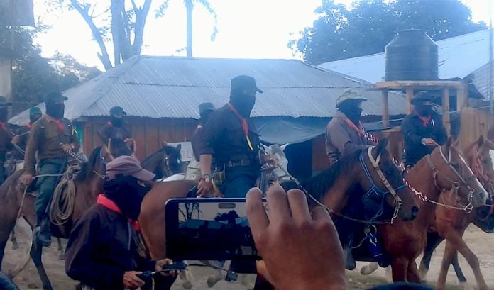 Zapatista National Liberation Army commanders on horseback at 25th anniversary of 1994 uprising
