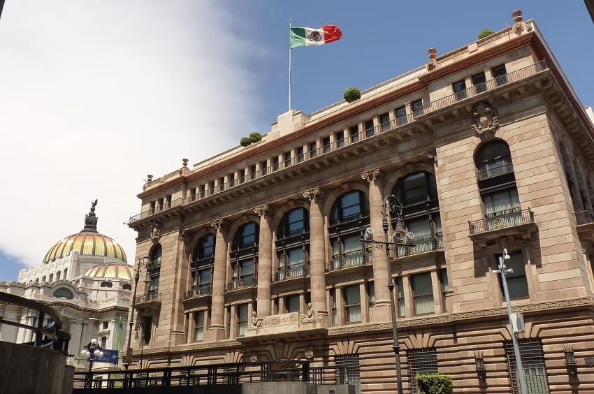 La sucursal central del Banco de México en la Ciudad de México.