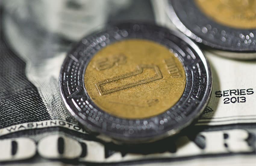 Mexican peso and US dollar