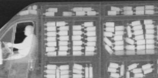 X-ray image of truck passing through US border inspection facilities