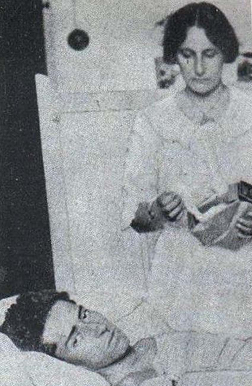 Jose Azueta in the hospital after being wounded during the invasion of Veracruz, Mexico