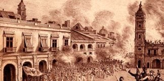 Painting depicting defense of Veracruz in 1914 from U.S. invasion. (Mexican National Archives)