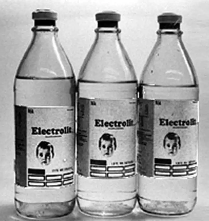 1950s bottles of Electrolit electrolyte replacement drink