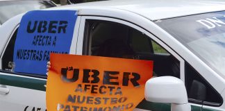 Taxi driver protests Uber