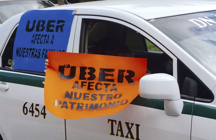 Taxi driver protests Uber