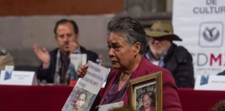 Maria Herrera Magdaleno at a protest