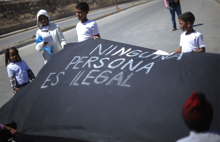 Protest against National Migration Institute in Ciudad Juarez, Mexico