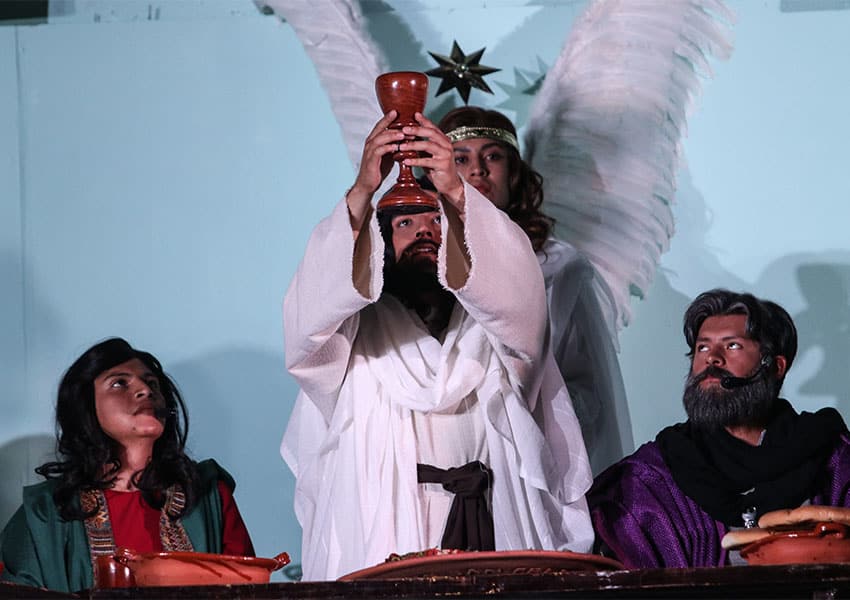 Recreation of the biblical Last Supper in Iztapalapa, Mexico City's Holy Week celebrations in 2023
