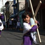 girl participating in 2023 Holy Week processions in Mexico City's Iztapalapa borough.