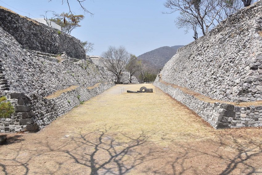 A ball game court in Xochicalco.