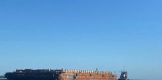 Puerto Morelos ballast ship over a reef
