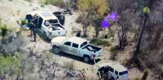 Helicopter footage of the vehicles used in the kidnapping