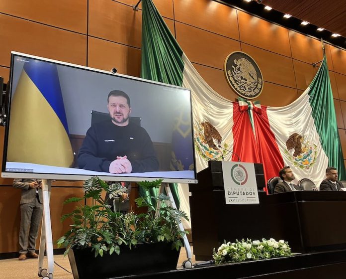 Volodymyr Zelensky gives virtual address to lawmakers in Mexican congress