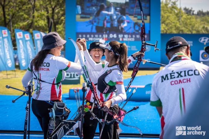 Mexico celebrate victory at the Archery World Cup