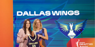 Lou Lopez Sénéchal and Cathy Engelbert, WNBA Commissioner.