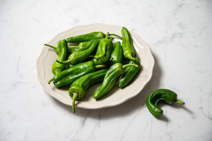 Padrón peppers on a table