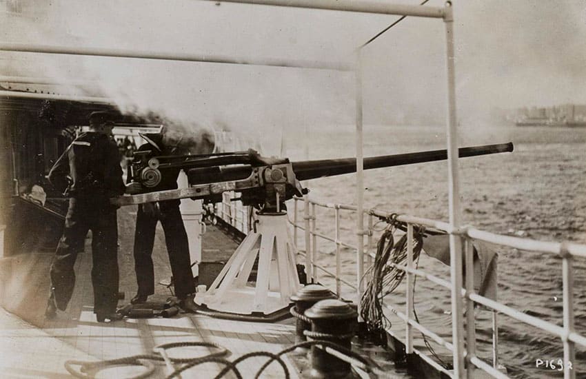 US warship bombarding port of Veracruz in 1914 invasion