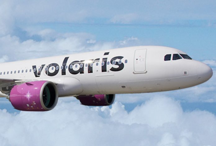 A Volaris flight in the clouds