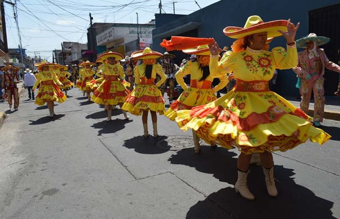 Traditional charro dancers in the Texcalco section of Meyehualco, Mexico City