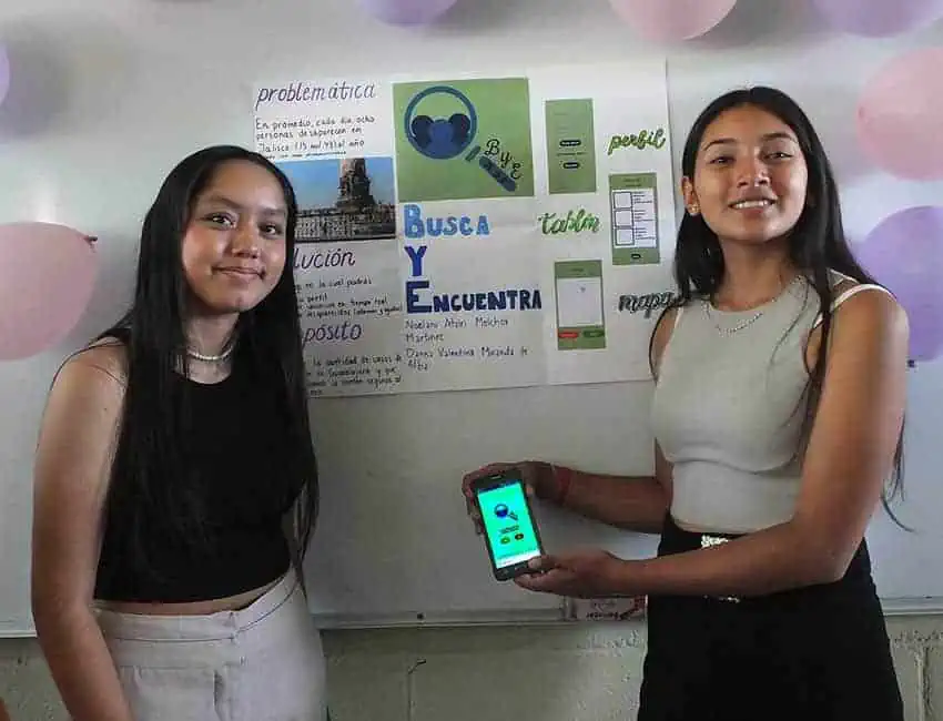 Girl in Guadalajara, Mexico participating in technology fair