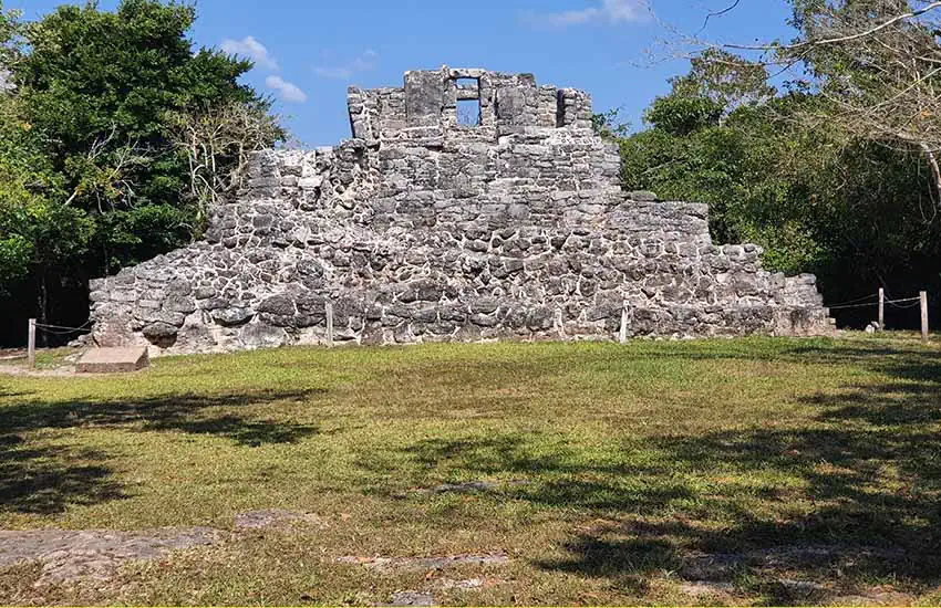 Tall House Temple at San Gervasio archaeological site in Cozumel, Mexico