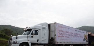 An avocado export truck in Jalisco