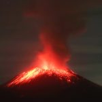 El Popocatepetl volcano in Mexico