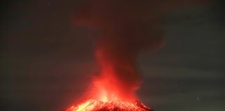 El Popocatepetl volcano in Mexico
