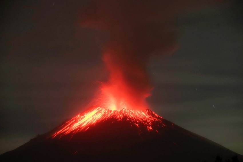 El Popocatepetl volcano in Mexico