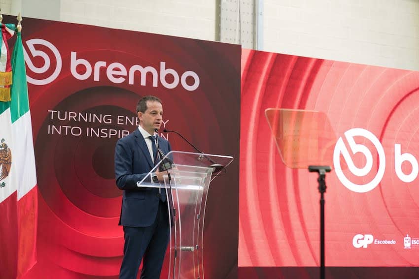 Stéphane Rolland, Brembo, inaugurating the factory