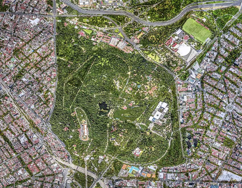 Aerial image of Chapultepec park
