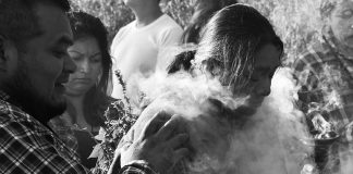 Graniceros engaged in a gratitude ceremony in Mexico