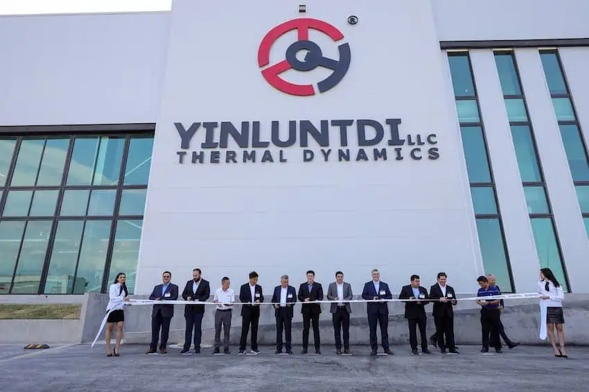 Outside the new Yinlun factory