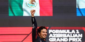 Peréz on the Baku Podium