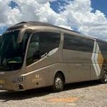 The bus from which migrants were kidnapped near Matehuala.