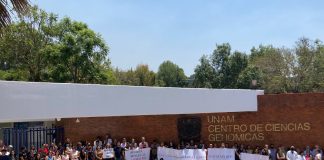Protest outside university building